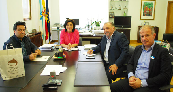 Un dos momentos do encontro entre representantes do sector galego do castiñeiro e a conselleira do Medio Rural en Santiago.
